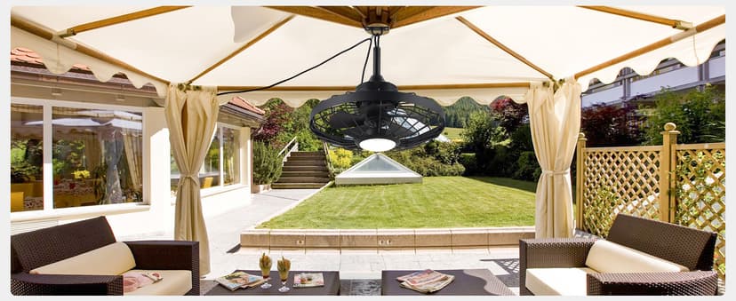 LEDIARY 20" Outdoor Ceiling Fans with Lights and Remote Control, Waterproof Caged Ceiling Fan with 3 Color LED Light,Portable Hanging Gazebo Fan with Plug in Cord Hook for Patios,Black