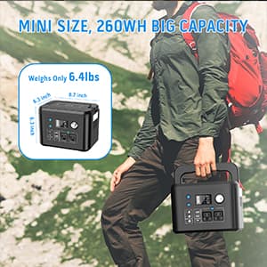 Portable Power Station 350W, Powkey 260Wh/70,000mAh Backup Lithium Battery, 110V Pure Sine Wave Power Bank with 2 AC Outlets, Portable Generator for Outdoors Camping Travel Hunting Emergency