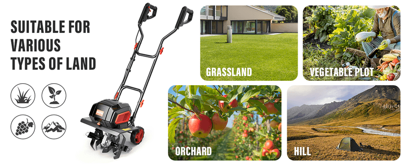 MZK 40V 12-inch Cordless Garden Tiller, Battery Powered Garden Cultivator, 2 * 4.0Ah Battery and Fast Charger Included