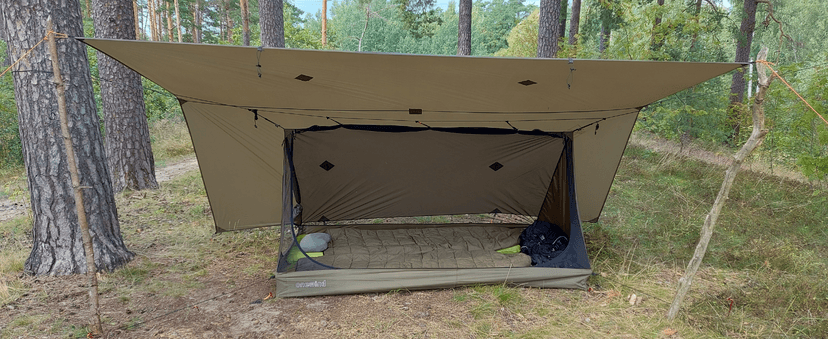 onewind 12×10 ft Hammock Tarp, Ultralight Tarp Silnylon Hammock Rain Fly Lightweight Waterproof Camping Tent Tarp with Doors, Easy to Setup with Stuff Sack, Tent Stakes, OD Green