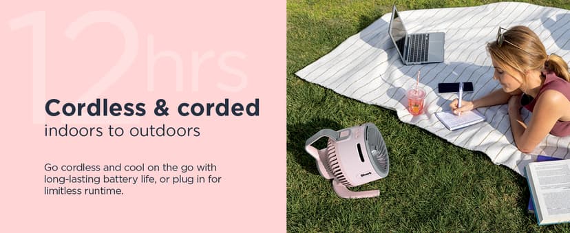 Shark FlexBreeze HydroGo Fan—Ultra-powerful portable fan with indoor + outdoor mist, Up to 70 feet of reach, corded & cordless, up to 12-hr. battery, 5 speeds, evaporative misting, Dove, FA052DV