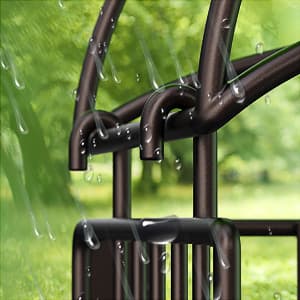 Lamir Heavy Duty Metal Garden Hose Reel with Tool Storage Basket, Wall Mount for Outer Yards and Garden Lawns