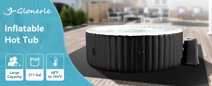 2-4 Person Inflatable Hot Tub, Round Portable Blow up Hot Tub, Leak-Proof PVC Outdoor Spa with 120 Air Jets, Insulated Cover & Heater Pump, 71” X 71” X 25”
