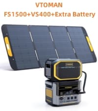 VTOMAN 3096Wh Solar Generator, FlashSpeed 1500 Power Station Bundle with Extra Battery & 400W Solar Panel, 1500W (3000W Peak) LiFePO4 Battery for Home Backup Power RV Emergency (3 Separate Packages)