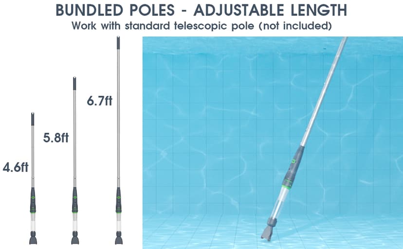 4 in 1 Rechargeable Spa Hot Tub Vacuum Cleaner for Hot Tub, Small Above Ground & Inground Pool - Magnetic Drive System, 90 Mins, Fine Mesh Filter Bags, Oil Absorbers, Pool Poles