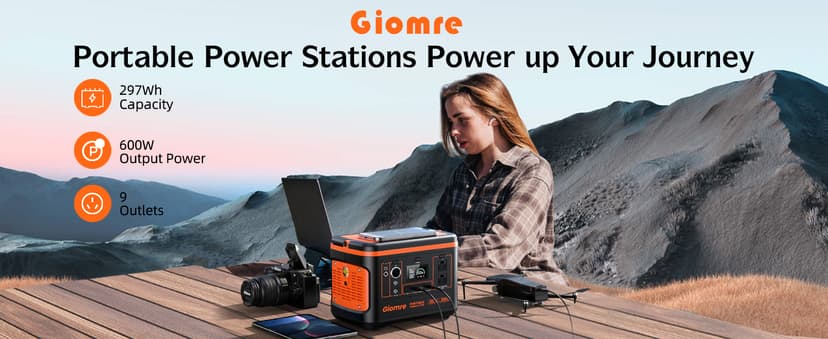 Portable Power Station, 297Wh Backup Lithium Battery Generator with 600W AC Output and 100W Fast Charging, Solar Generator for Outdoors Camping, Travel Emergency, Home Blackout