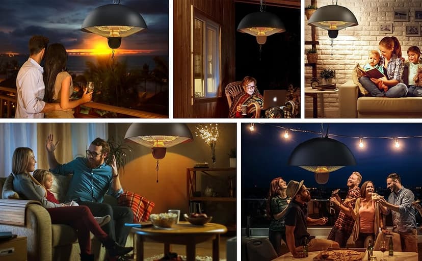 Hanging Patio Heater, Outdoor/Indoor Electric Infrared, Ceiling Heater with 3 Adjustable Modes 600W/900W/1500W.