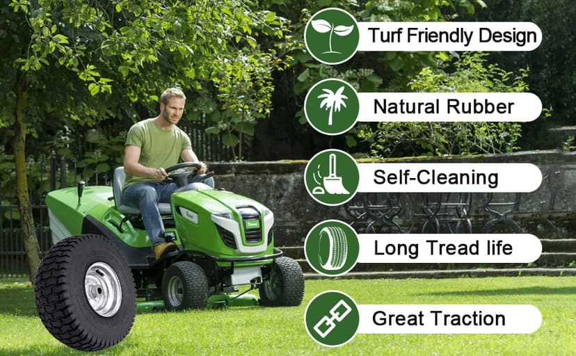 15x6.00-6 Lawn Mower Tire and Wheel Front Tire Compatible with John Deere Craftsman Husqvarna Riding Mowers Lawn Tractors