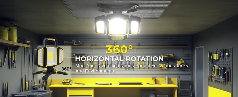 Yzoni Magnetic Light, Portable LED Work Light with 5 Light Modes, Magnetic Base Rechargeable Battery Operated COB Flashlight, Hold to Dim Flood Light for Car Repairing, Camping