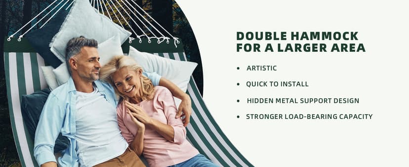 Patio Watcher 13 FT Quick Dry Textilene Hammock - Outdoor Double Hammock - Heavy Duty for Outside - 450 lbs Capacity - Green White