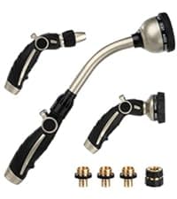 RESTMO Watering Wand Heavy Duty, Metal Garden Hose Wand with 10 Spray Patterns, 15-Inch Long Hose Nozzle Sprayer with Thumb Flow Control, Ideal to Water Hanging Baskets and Shrubs
