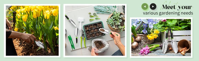 Honoson Garden Hand Trowel Transplant Trowel with Measurements Aluminum Alloy Planting Tools with Rubber Handle Small Gardening Hand Tools Shovels for Gardening Cultivating Transplanting Supplies