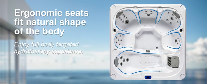 OCEAN FUTURE Outdoor Hot Tub, Massage Spa with 35 Jets, 240V Outdoor Spa with LED Lights, Control Panel and Ergonomic Seat Fits 6 People, Acrylic Hot Tub Spas 85" x 85"