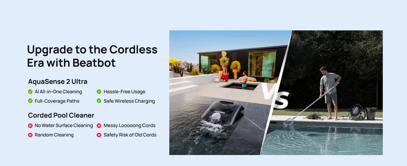 Beatbot AquaSense 2 Ultra Cordless Robotic Pool Cleaner for Complex Pools, Pool Mapping with AI Camera, 5-in-1 Cleaning, Smart Surface Parking, Pool Skimmer, Water Clarification – Prussian Blue