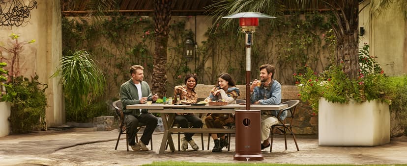 EAST OAK 50,000 BTU Patio Heater for Outdoor Use With Round Table Design, Double-Layer Stainless Steel Burner and Wheels, Outdoor Patio Heater for Home and Commercial, Bronze, 31.9" x 31.9" x 86.6"