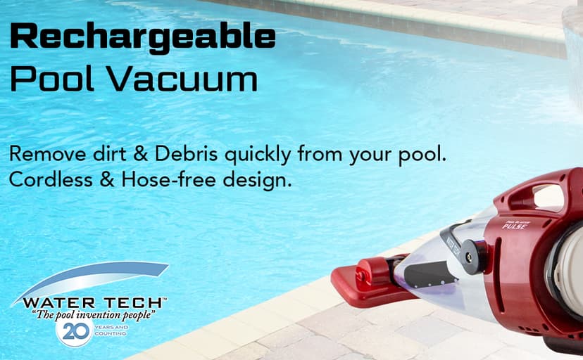 POOL BLASTER Pulse Cordless Pool Vacuum w/Pole Set - Large Debris Capacity & Fast Hoseless Cleaning of Inground & Above Ground Pools, Handheld Rechargeable Pool Cleaner for Sand, Silt & Leaves