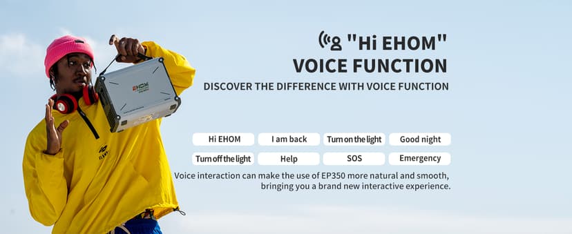 EHOM Portable Power Station 350W (Peak 700W), EP350 299Wh Solar Generator with 120V Pure Sine Wave AC/USB/Car Outlets, Backup Lithium Battery Generator for CPAP Outdoor RV Camping Emergency Blackout