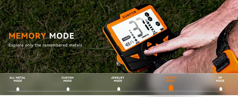 SUNPOW Metal Detector for Adults Professional - Waterproof Higher Accuracy 5 Modes Gold Metal Detector with Strong Anti-Interference, Advanced DSP Chip, 11" Detection Depth - OTMD09