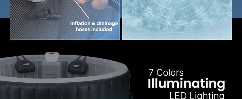 ALEKO Diamond 4-Person Inflatable Jetted Hot Tub | 120 Soothing Bubble Jets | Energy Efficient Cover | LED Lights with 7 Lights | 360-Degree Bubble Massage | 211 Gallon Water Capacity