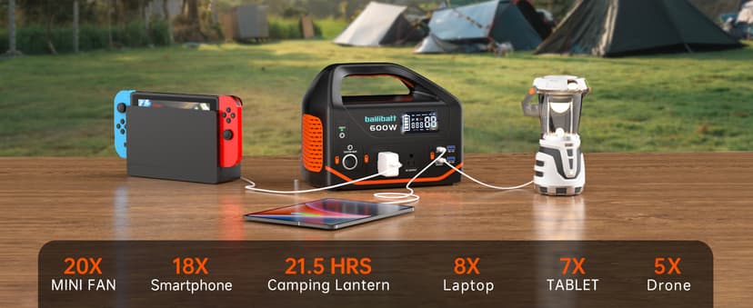 Portable Power Station 600W,293Wh Portable Generator for Home Use, Quiet Generator for Camping Travel Emergency CPAP Survival Backup Outdoor Apartment,100W PD & 110V Pure Sine Wave AC Outlet