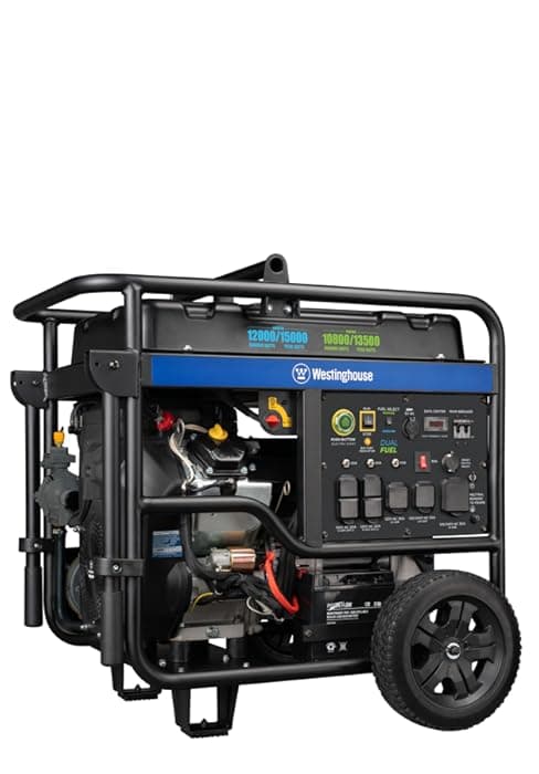 Westinghouse Outdoor Power Equipment 12500 Peak Watt Dual Fuel Home Backup Portable Generator, Remote Electric Start, Transfer Switch Ready, Gas and Propane Powered, CO Sensor