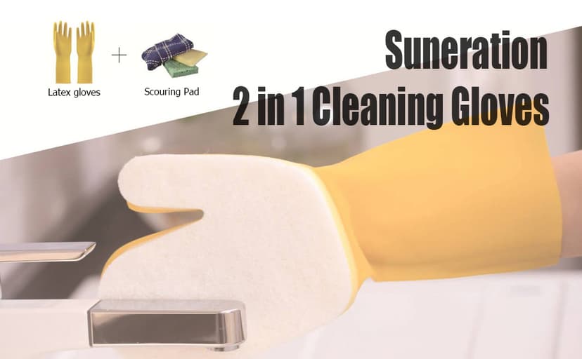 2 X Pool Cleaning Gloves for Swimming Pool Hot Tub Spa Scrubbing Mitt Waterproof Latex Gloves with Scouring Pad