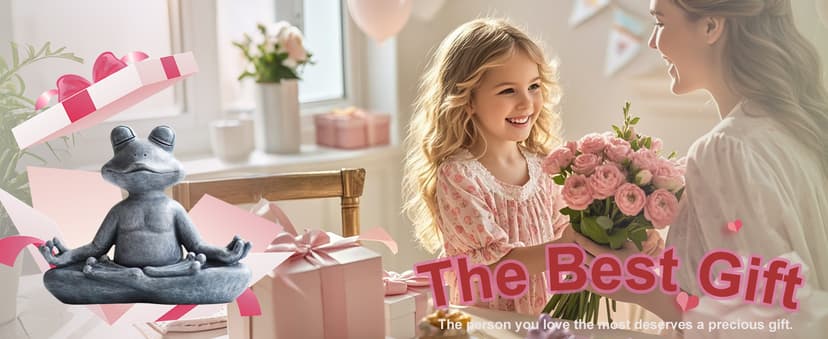 Goodeco 12.5" L×10" H Meditating Yoga Frog Statue - Gifts for Women/Mom, Zen Garden Frog Figurines for Home and Garden Decor, Frog Decorations Gift Ideas, Frog Gifts for Women