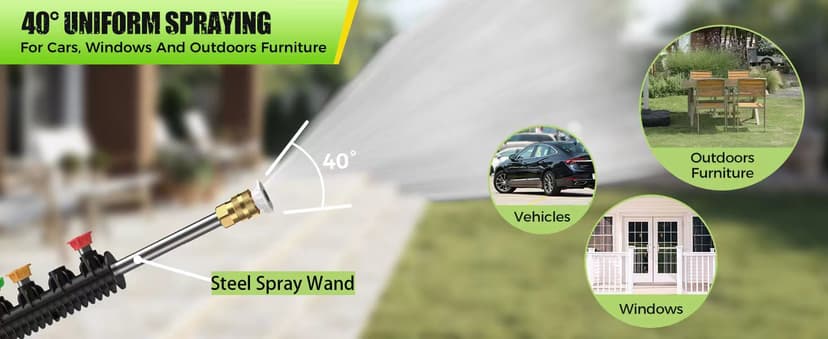 Electric Pressure Washer - GUIFIN Portable Power Washer with Soap-Adjustable Tank, Steel Spray Wand, 4 Pressure Tips, 6.6 FT Inlet & 23 FT Outlet Hose, 3800PSI & 2.4GPM, for Patio/Car/Driveway/Fence