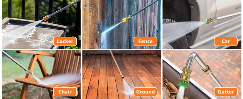 Sealegend 8FT Pressure Washer Extension Wand for Gutter Cleaning, Upgrade Power Washer Accessories with 6 Spray Nozzle Tips, 3 Gutter Cleaner Attachments Curved Rod, 1/4" Quick Connect, 4000 PSI