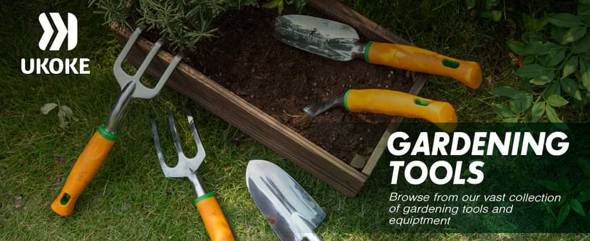 UKOKE Garden Tool Set, 12 Piece Aluminum Hand Tool Kit, Garden Canvas Apron with Storage Pocket, Outdoor Tool, Heavy Duty Gardening Work Set with Ergonomic Handle, Gardening Tools for women men