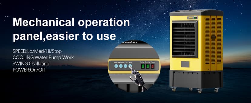 Swamp Cooler, 6500 CFM Evaporative Air Cooler, 19 Gal Water Tank Outdoor Air Conditioner, 3 Speed,5 Ice Boxes,Suitable for Indoor & Outdoor Garage,Patio,courtyard,factory workshop,50inch