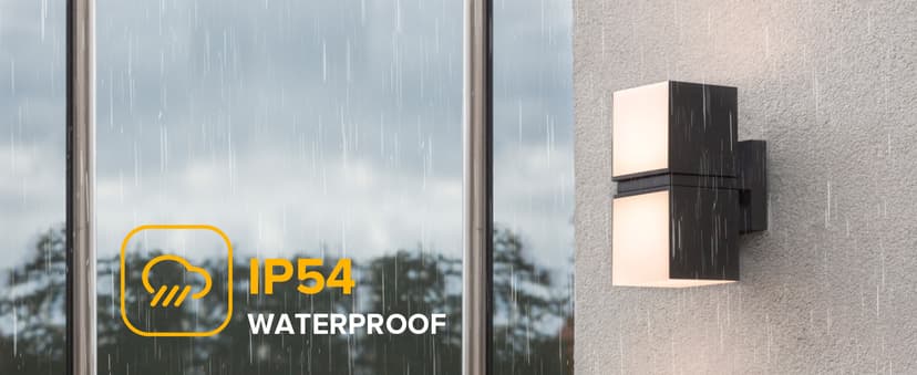 LUTEC Cuba 3000K 1100LM LED Integrated Porch Wall Light Outdoor and Indoor Bedroom LED Wall Lantern Sconce-Black