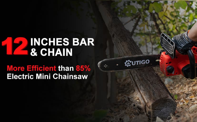 Cordless Electric Chainsaw, 1000W Brushless Chainsaw 12-Inch with 2×21V Batteries, 2 Replacement Chains & 1 Guide Bars & Charger, Bettery Electric Chainsaw Suit for Wood Cutting Trimming Branch