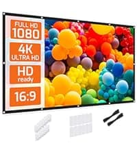 Projector Screen with Stand - 100" Indoor/Outdoor 16:9, 4K HD PVC Screen with 1.5 Gain, 2IN1 for Backyard Theater & Wall Hanging, Includes Carry Bag