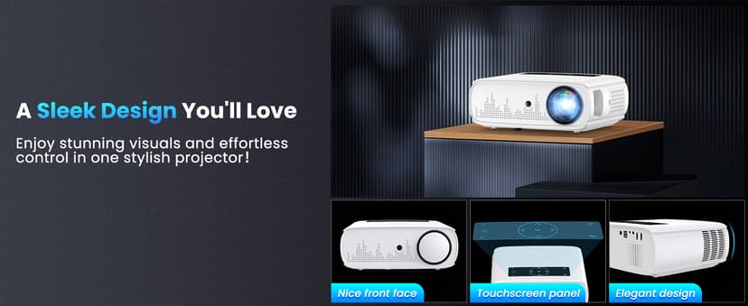 GROVIEW Projector, 15000lux 490ANSI Native 1080P WiFi Bluetooth Projector, 300'' Video Projector, Supports 4K & Zoom, 5G Sync, Compatible with HDMI USB/ AV/ Smartphone/ Pad/ Laptop/ DVD/ TV Stick/ PS5