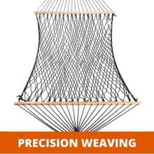 Castaway Living 13 ft. Double Traditional Hand Woven Navy Polyester Rope Hammock with Free Extension Chains, and Tree Hook, for 2 People with a Weight Capacity of 450 lbs.