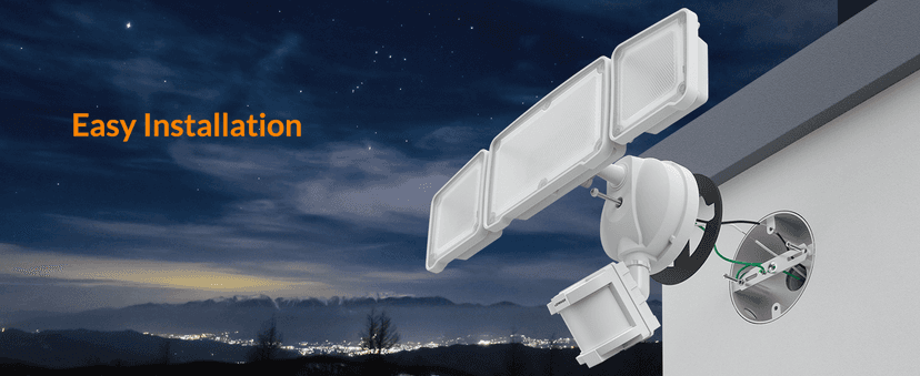 LEPOWER LED Security Lights Motion Sensor Light Outdoor, 38W 4200LM Light, 5500K, IP65 Waterproof, 3 Head Detected Flood for Garage, Yard, Porch (White)