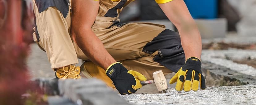 HANDLANDY Men Leather Gardening Gloves, Utility Work Gloves for Mechanics, Construction, Driver, Dexterity Breathable Design