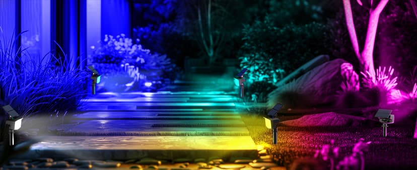 WELALO Solar Color Changing Spot Lights Outdoor, Waterproof Solar Christmas Lights with 9 Modes, Multicolor RGB Landscape Spotlights for Garden Yard Driveway Lawn Patio Pathway Decorations, 6 Pack