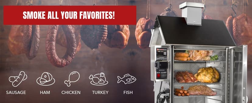 The Sausage Maker - 30 lb. Digital Smoker for Making Sausage, Ham, Fish and Brisket (Eagle with Flag)