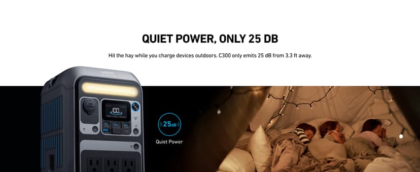Anker SOLIX C300 Portable Power Station, Outdoor 288Wh LiFePO4 Battery, 300W (600W Surge) Solar Generator, 140W Two-Way Fast Charging, for Camping, Traveling, and Emergencies (Solar Panel Optional)