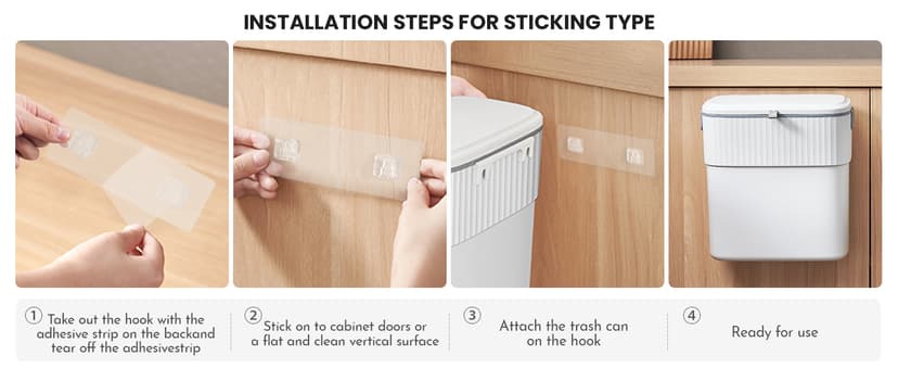 ELPHECO Hanging Trash Can with Lid 2.5 Gallon Kitchen Compost Bin for Under Sink, Plastic Wall-Mounted Garbage Can, Small Kitchen Trash Bin, Small Trash Can with Lid for Cupboard Countertop