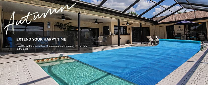 BigXwell Solar Pool Cover, Blue 16-mil 12 x 24 Foot Rectangle Solar Blanket for In-Ground Pools, 1600 Series Heavy-Duty Insulating Pool Heater Covers for Swimmer