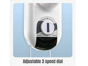 Hurricane Classic Oscillating Wall Mount Fan w/ 3 Quite Speeds, White, 16" - Corded Electric Air Cooling Unit w/Easy Pull Cord Controls for Home, Grow Tents, Offices, Sheds, Studios, Garages & Dorms