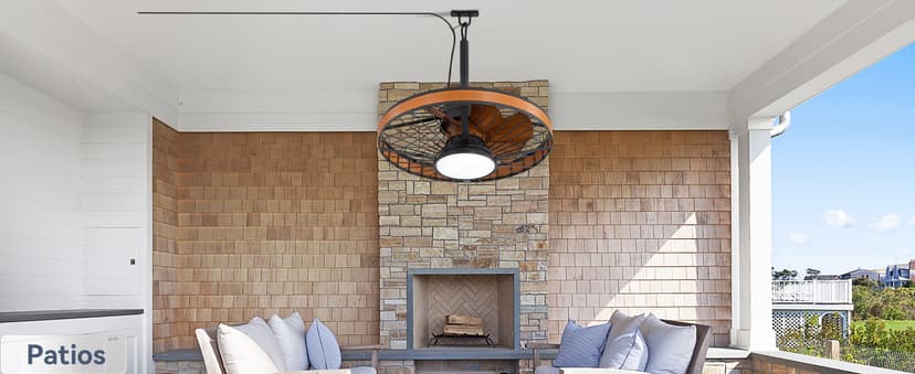 LEDIARY Outdoor Ceiling Fans with Lights, IP65 Waterproof Gazebo Fan with Hanging Hook,6 Speeds, 3CCT, 20 Inch Wet Rated Plug in Ceiling Fan for Patios,Porch, Pergola,Canopy