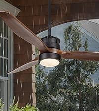 EKIZNSN 42'' Outdoor Waterproof Ceiling Fan with Light for Patios, 3 Blade Wet Rated Ceiling Fans, DC Motor w 6 Speeds, Walnut Wood