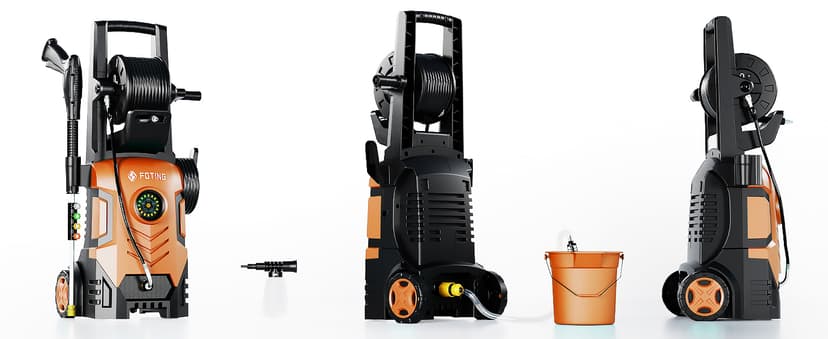 2025Upgraded Electric Pressure Washer with Adjustable Touch Screen 5000PSI 3.3GPM/8 Level, 58Total Long, 4 Quick Connect Nozzles,Inlet Hose&Filter&Foam Cannon for Cars/Fences/Driveways/Home Cleaning