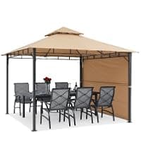 ABCCANOPY Gazebos for Patios 10x10 - Outdoor Steel Frame Gazebo with Mosquito Netting for Lawn Backyard Garden Deck (Khaki)
