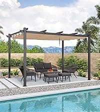 PURPLE LEAF 10' x 14' Hardtop Gazebo with Curtains and Netting for Hot Tub Heavy Duty Deck Beach Pool Backyard Outdoor Canopy Tent Sun Shade Metal Roof Patio Permanent Pavilion