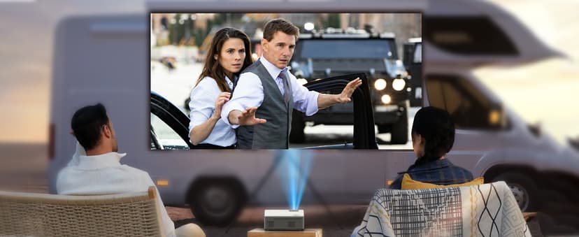 Native 1080P Projector with 5G WiFi Bluetooth and Tripod, 4K Supported Portable Home and Outdoor Movie Projector, Max 300" Display, Compatible with TV Stick, HDMI, Phone